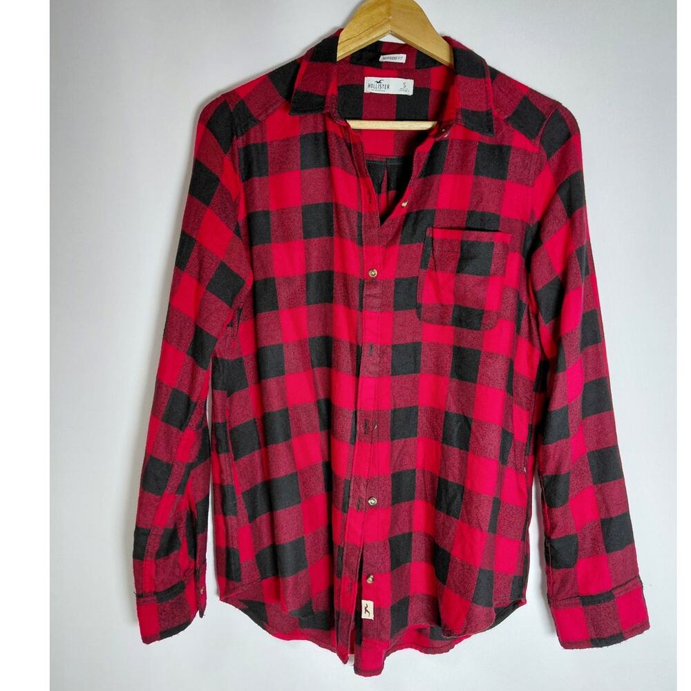 HOLLISTER CALIFORNIA Boyfriend Fit Hollister Plaid Shirt Red Black Women Size S